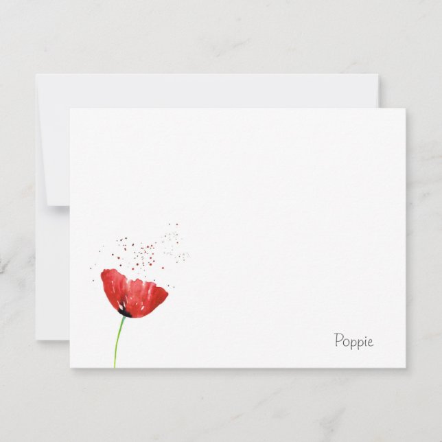 Red Poppy Note Card (Front)