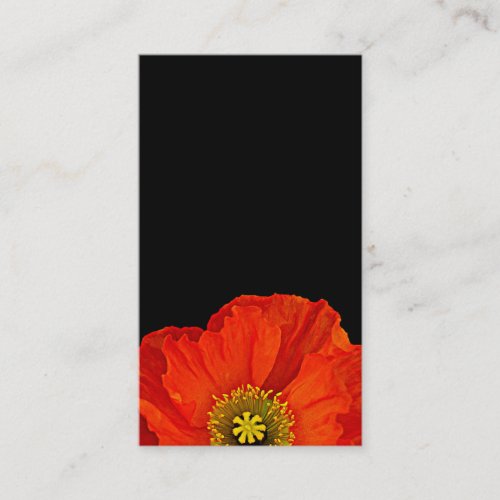 Red Poppy on Black Floral Business Card