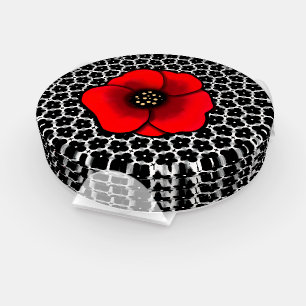 Red Poppy on Goth Flowers Trivet Coaster Set