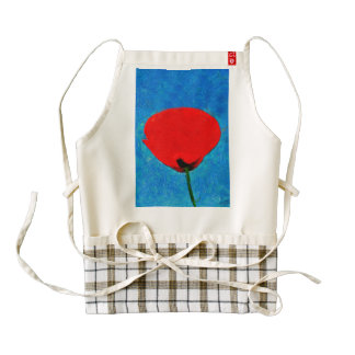 Red poppy painting zazzle HEART apron