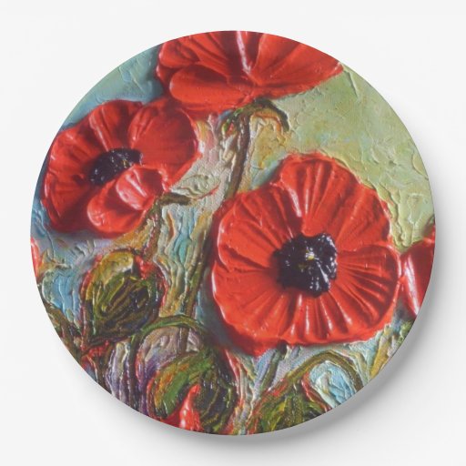 Red Poppy Paper Plates 9 Inch Paper Plate | Zazzle