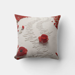 Red Poppy Path Throw Pillow