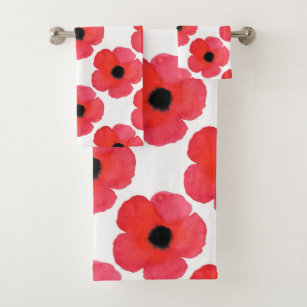 poppy colored bath towels