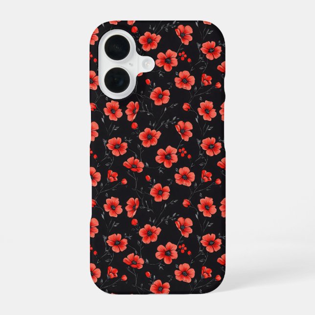Red Poppy Pattern Iphone Case (Back)