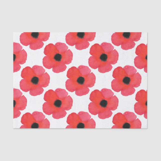 Red Poppy Pattern Tissue Paper (Front)