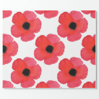 Red poppy wrapping paper, Zazzle