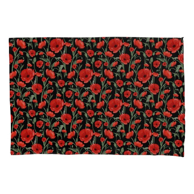 Red Poppy Pillow Case (Front)
