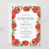Red Poppy Polka Dot Birthday Brunch Invitation (Front)