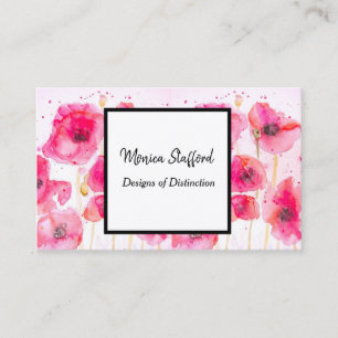 Red Poppy Poppies Flowers Watercolor Business Card