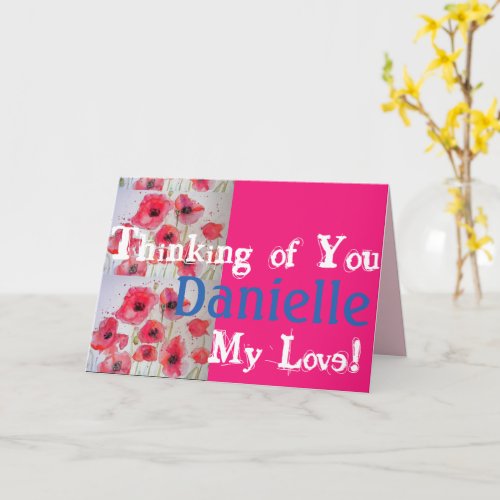 Red Poppy poppies Thinking of You Ladies Name Card