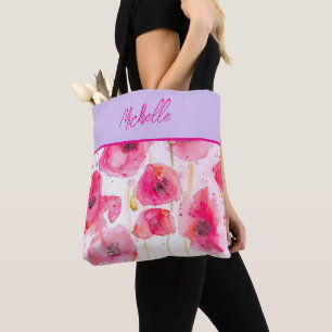 Red Poppy Poppies Watercolor Painting Girls Tote Bag