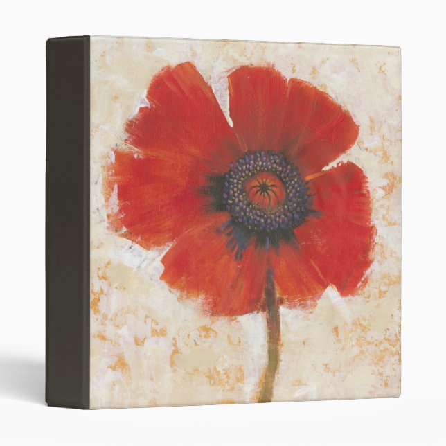 Red Poppy Portrait 3 Ring Binder (Front/Spine)