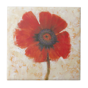 Red Poppy Portrait Ceramic Tile