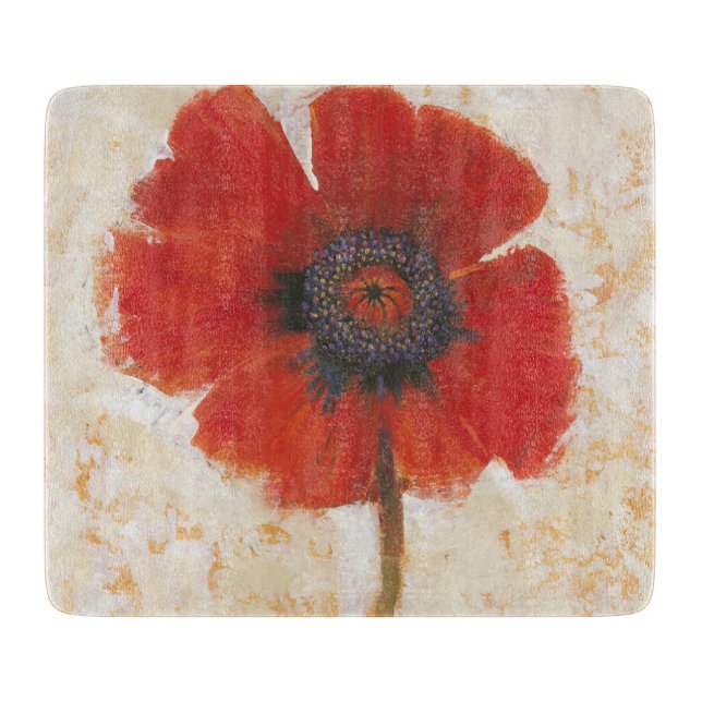 Red Poppy Portrait Cutting Board (Front)