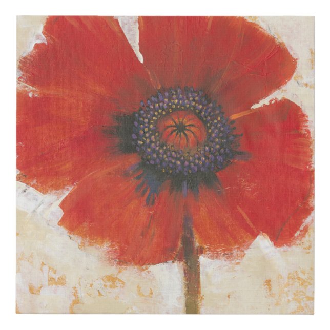 Red Poppy Portrait Faux Canvas Print (Front)