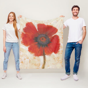 Red Poppy Portrait Fleece Blanket