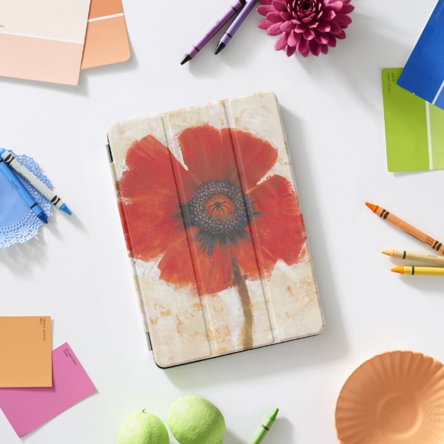 Red Poppy Portrait iPad Pro Cover (Desk)