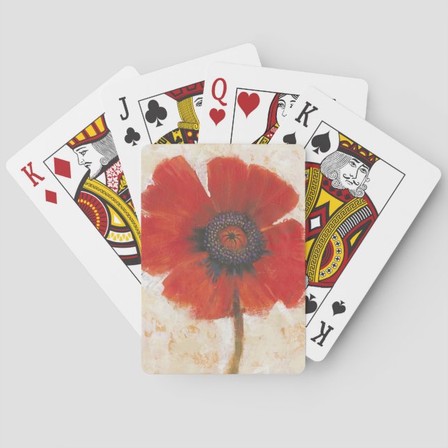 Red Poppy Portrait Poker Cards (Back)