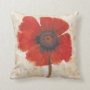 Red Poppy Portrait Throw Pillow