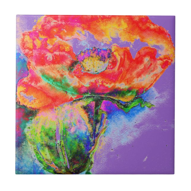 Red Poppy -purple Tile (Front)
