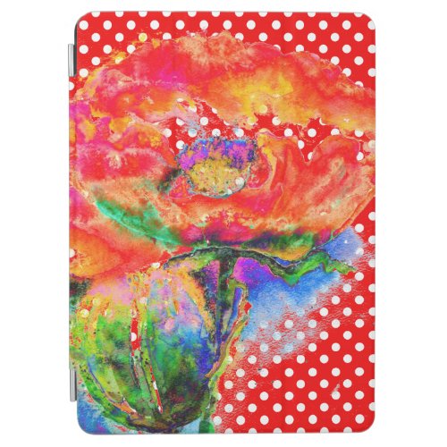 Red Poppy red and white polka_dots iPad Air Cover