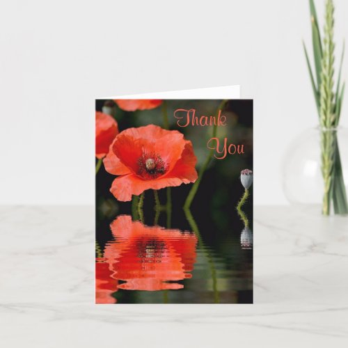 Red Poppy Reflections Thank You Card