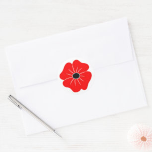Red Poppy Remembrance Day Classic Round Sticker
