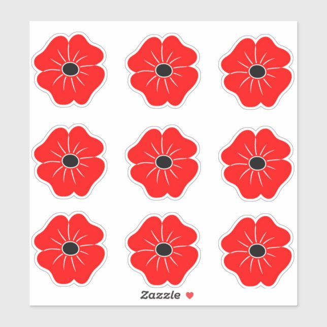 Red Poppy Remembrance Day Sticker (Sheet)