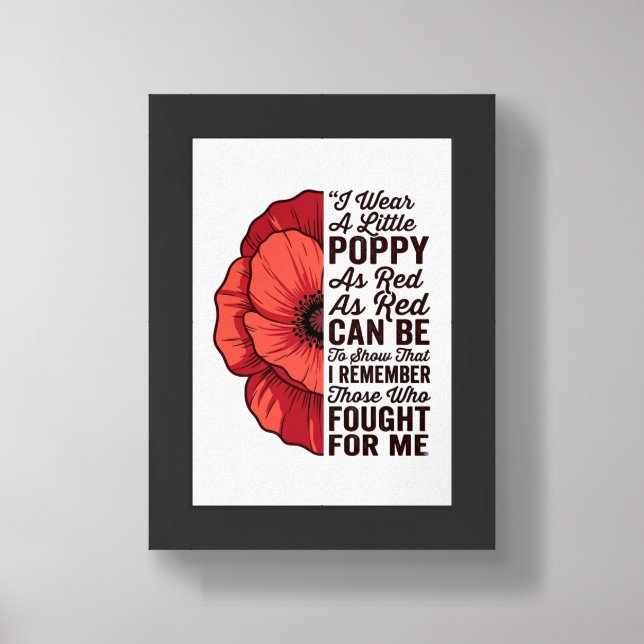 Red Poppy Remembrance Quote Vector Shirt Design_1 Framed Art (Framed Front)