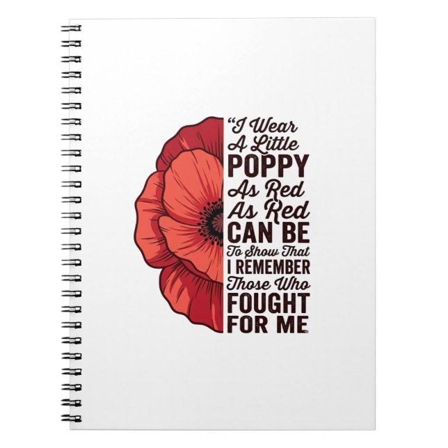 Red Poppy Remembrance Quote Vector Shirt Design_1 Notebook (Front)