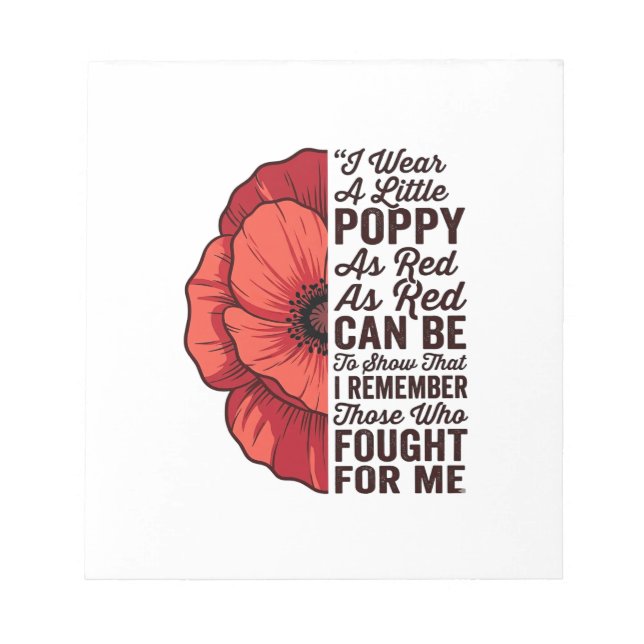 Red Poppy Remembrance Quote Vector Shirt Design_1 Notepad (Front)