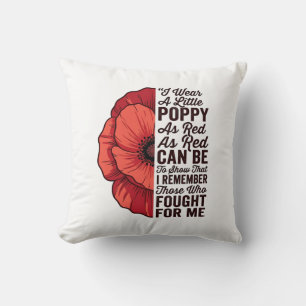 Red Poppy Remembrance Quote Vector Shirt Design_1 Throw Pillow