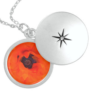 Red Poppy Rich Petals Multiplication Effect Locket Necklace