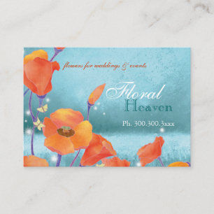 Red poppy Rustic Turquoise Spa Business Card