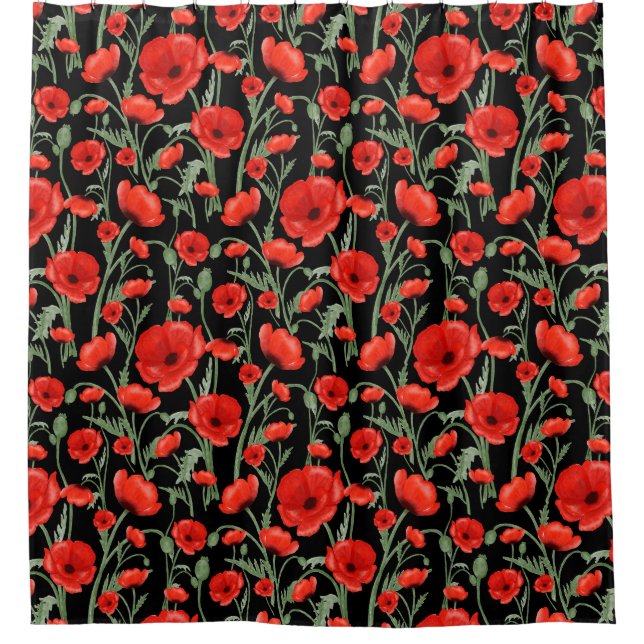 Red Poppy Shower Curtain (Front)