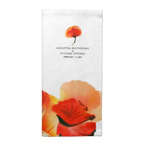 Red Poppy Sketch Elegant Flower Cloth Napkin
