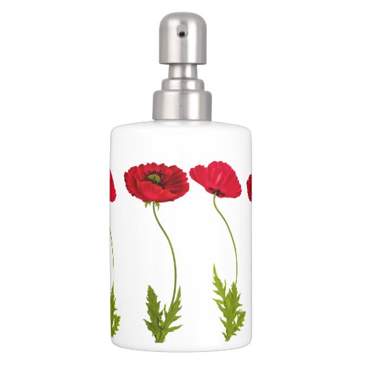 Red Poppy Soap Dispenser & Toothbrush Holder (Front)