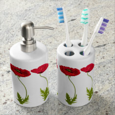 Red Poppy Soap Dispenser & Toothbrush Holder at Zazzle