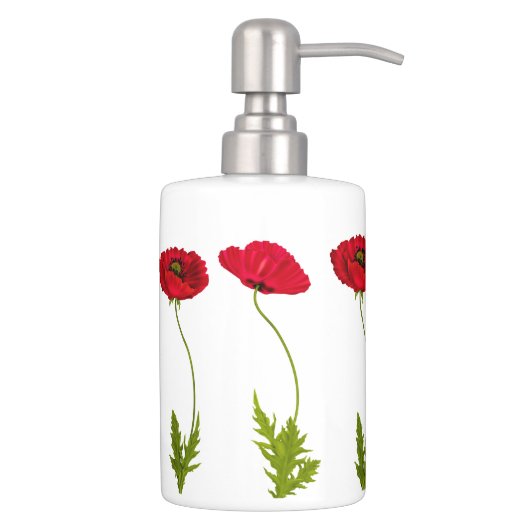 Red Poppy Soap Dispenser & Toothbrush Holder (Right)