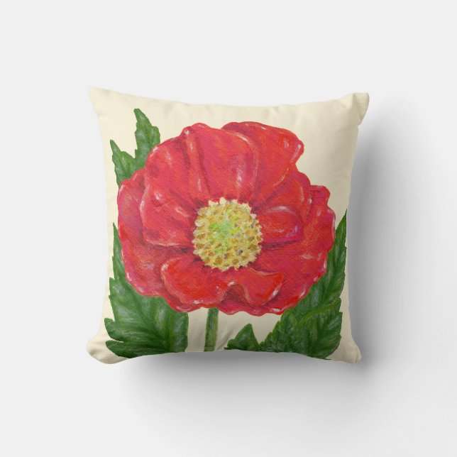 Red Poppy square pillow (Front)