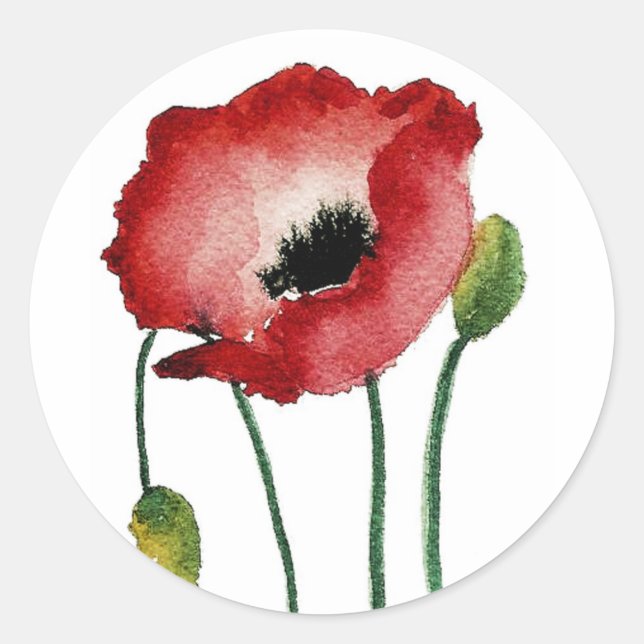 Red Poppy Sticker (Front)