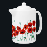 Red Poppy Teapot<br><div class="desc">Poppy Teapot,  lovely bright red flowers with gentle green stems. Medium sized tea pot,  bring it out when guests arrive,  use in the garden when the sunshine is out,  or even on your shelf it will look delightfull.</div>