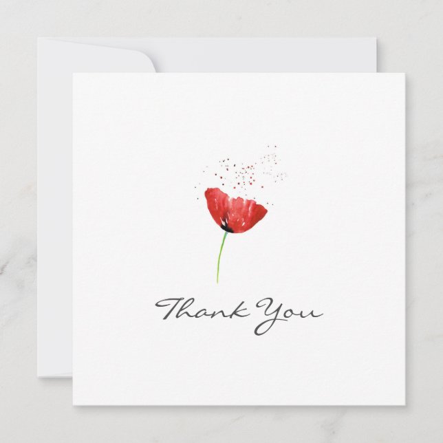 Red Poppy Thank You Card (Front)