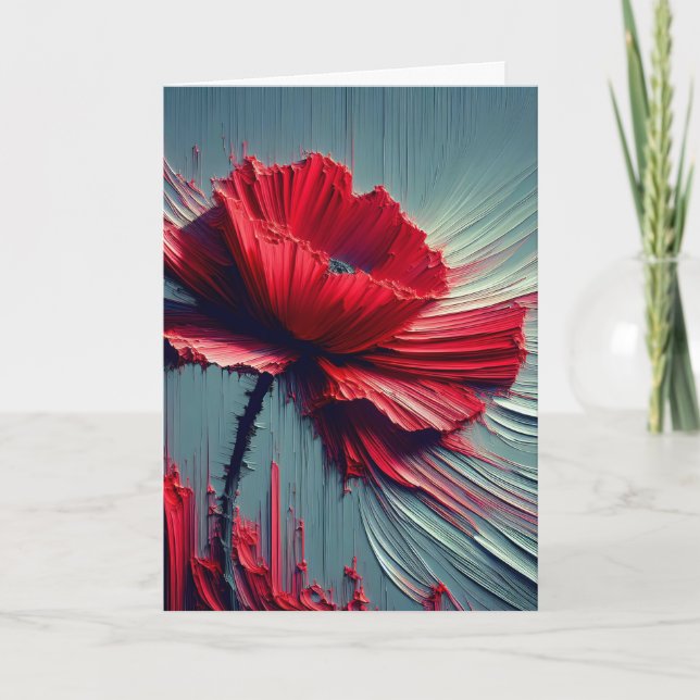 Red Poppy Thinking of You Card (Front)