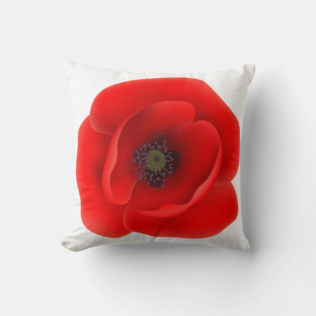 Red Poppy Throw Pillow | Zazzle