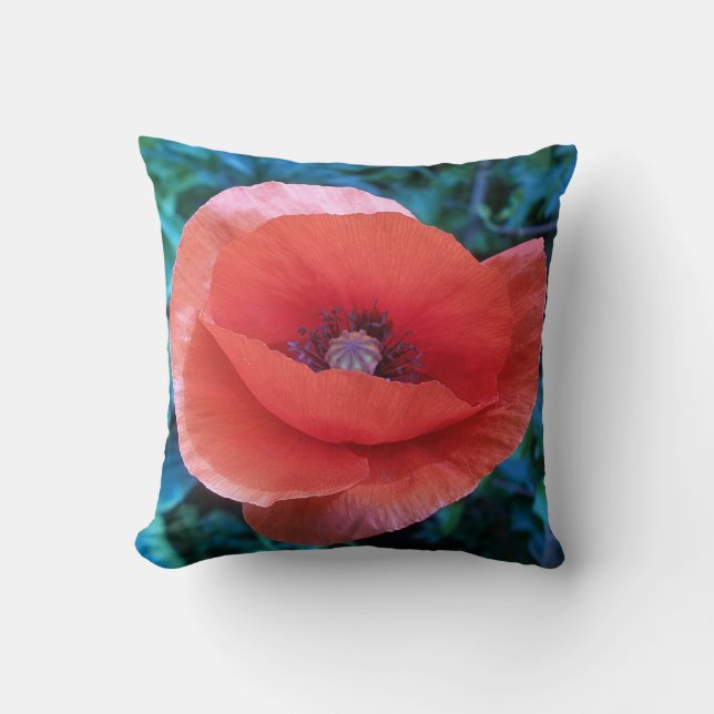 Red Poppy. Throw Pillow (Front)