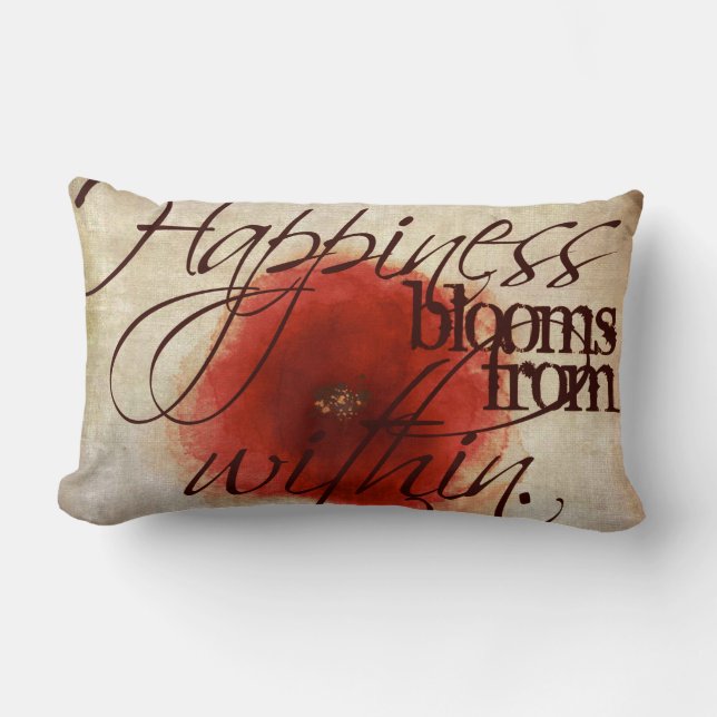 Red Poppy Throw Pillow, Inspirational Message Lumbar Pillow (Front)