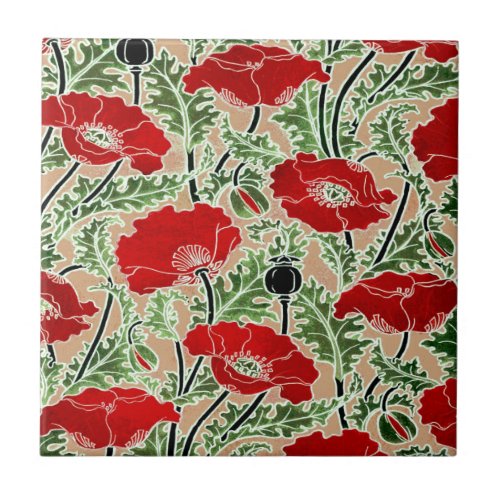 Red Poppy Tile