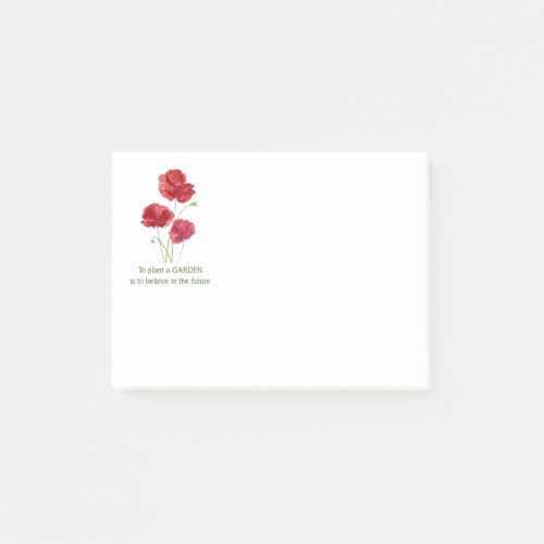 Red Poppy To Plant a Garden is to believe quote Post_it Notes