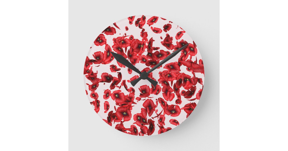 Red Poppy Wall Clock Zazzle